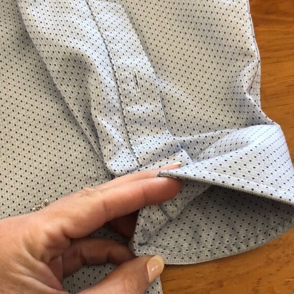 JoS.A.Bank Textured Blue Dot Button Down Dress Shirt - Picture 8 of 12